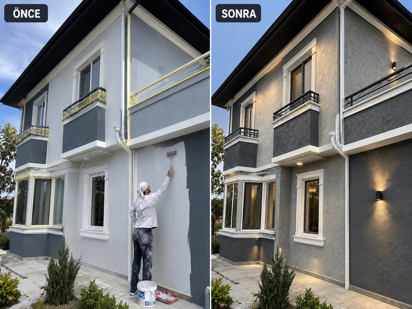 Zeytinalanı dış cephe boya öncesi ve sonrası
